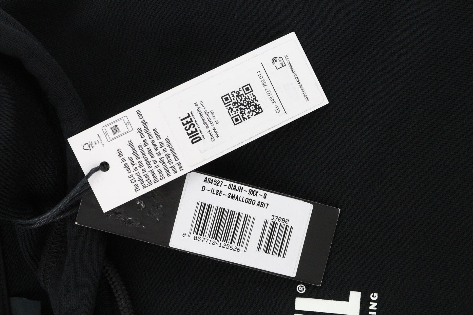 DIESEL D-Ilse-TR moteriška suknelė S, juoda, ilgomis rankovėmis, gobtuvu, ilgesne nugara, RRP 160 €