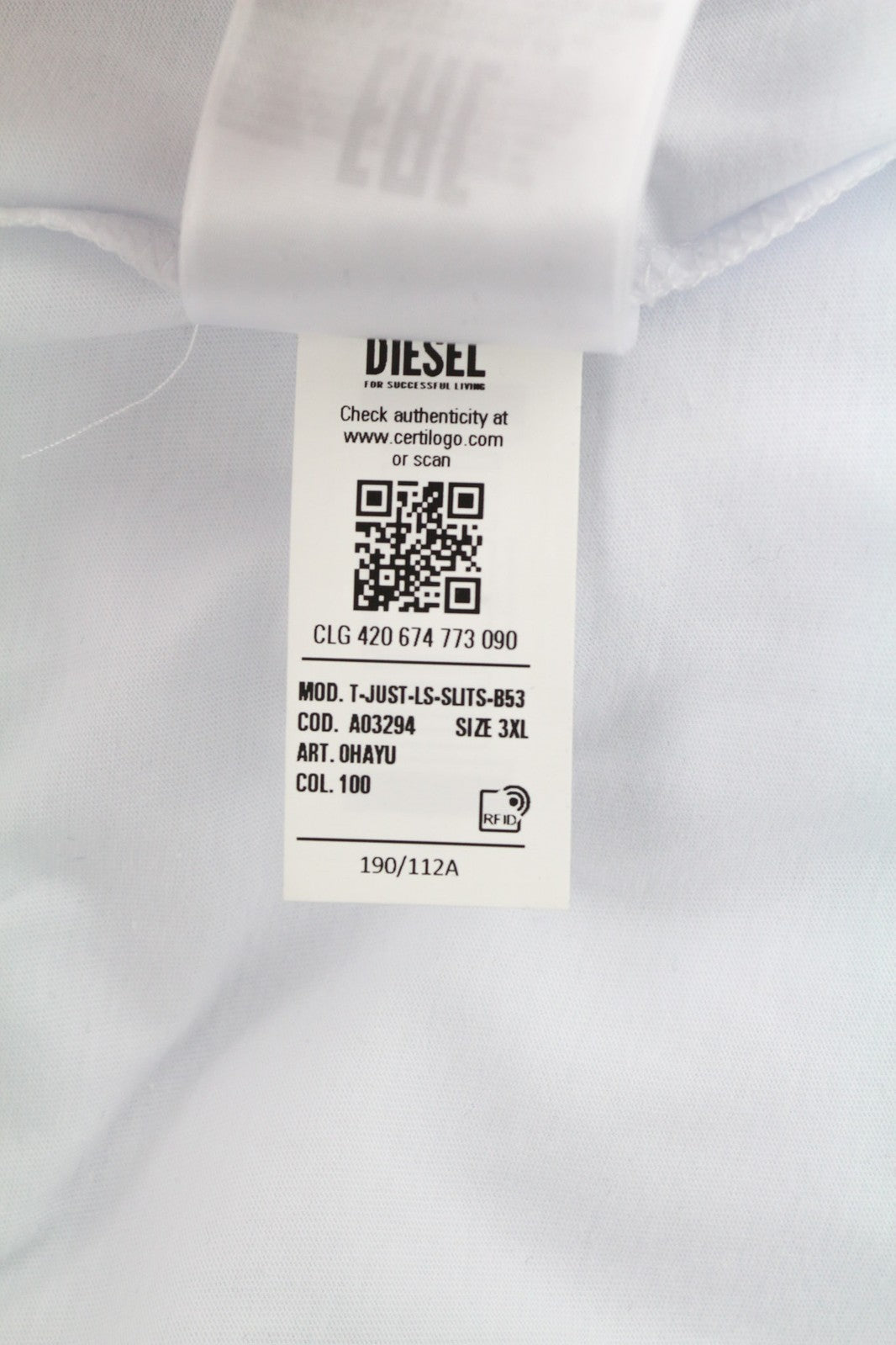 DIESEL T-Just-LS vyriškas džemperis su apvalia kaklo iškirpte ir ilgomis rankovėmis, baltas, megztinis su logotipu. 