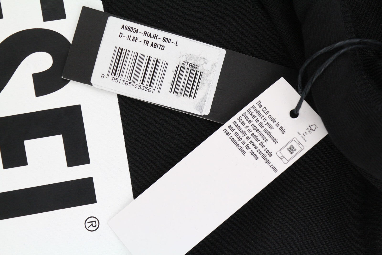 DIESEL D-Ilse-TR moteriška suknelė L, juoda, ilgomis rankovėmis, gobtuvu, ilgesne nugara, RRP 160 € 