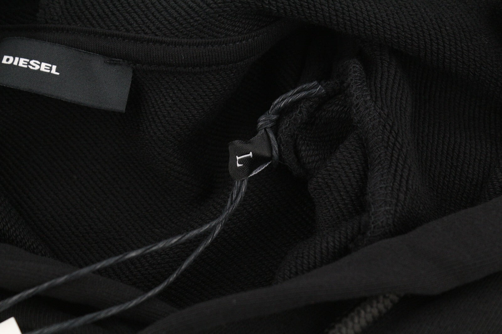 DIESEL D-Ilse-TR moteriška suknelė L, juoda, ilgomis rankovėmis, gobtuvu, ilgesne nugara, RRP 160 € 