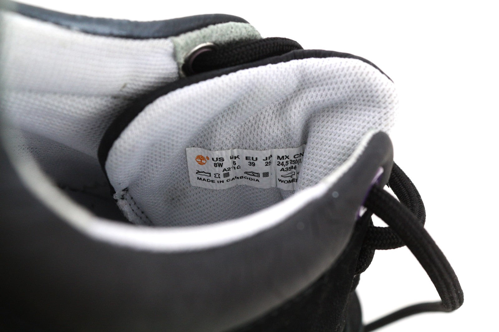 TIMBERLAND A211C-A3646 moteriški sportbačiai EU39/39.5 juodi odiniai sportbačiai su raišteliais 