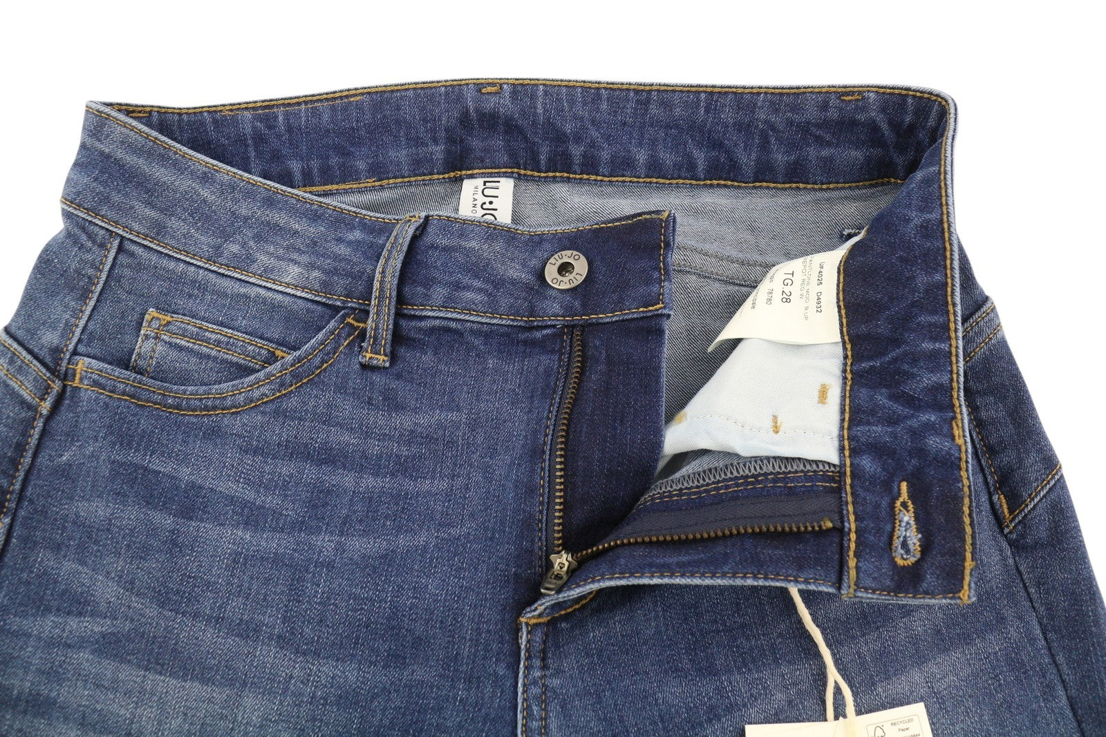 LIU JO Up Repot moteriški džinsai W28 Bootcut Fit Washed Denim Blue Zip Fly Casual 