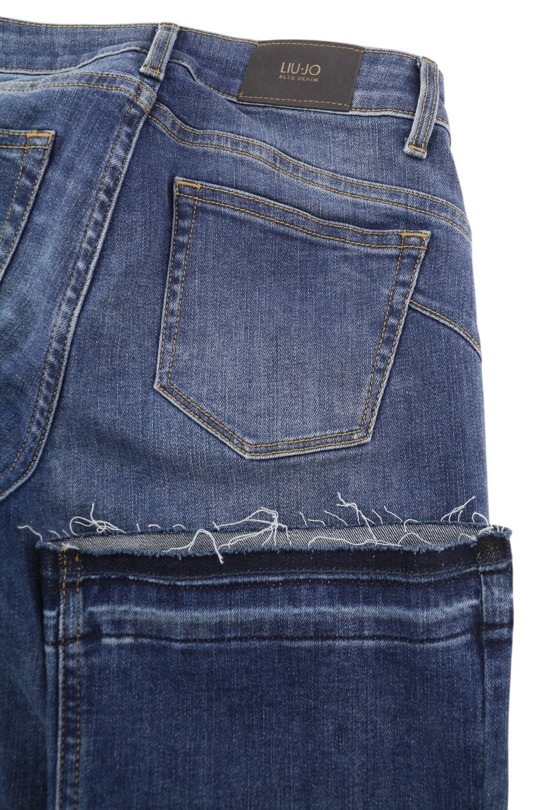 LIU JO Up Repot moteriški džinsai W28 Bootcut Fit Washed Denim Blue Zip Fly Casual 