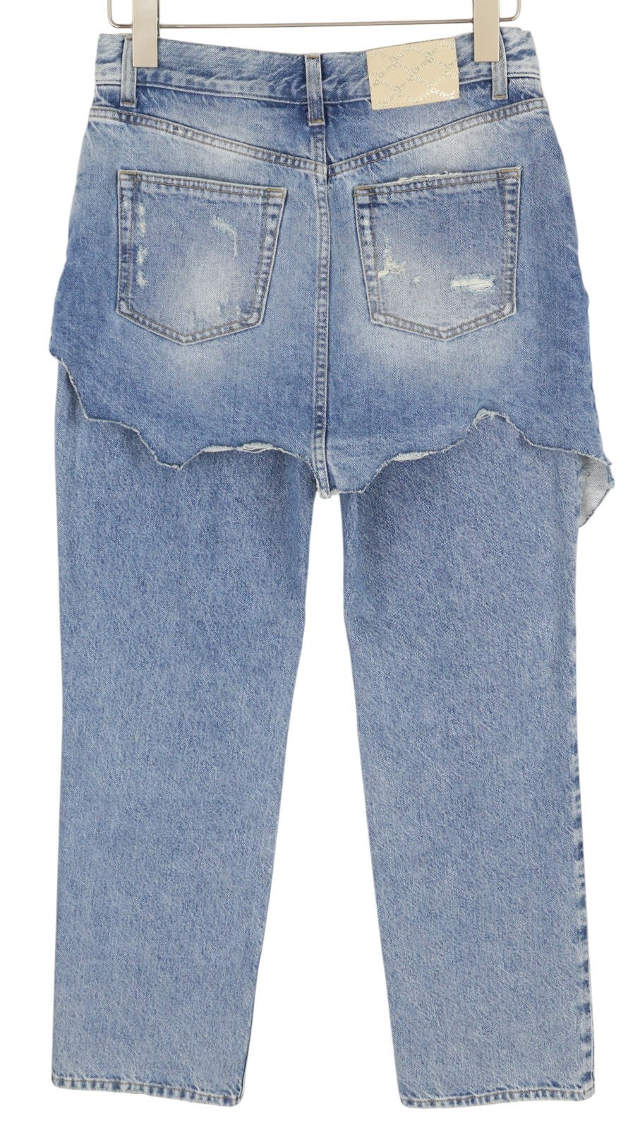 LIU JO Glam Straight Bic moteriški džinsai W28 laisvalaikio sijonas plėšytas dryžuotas mėlynas 