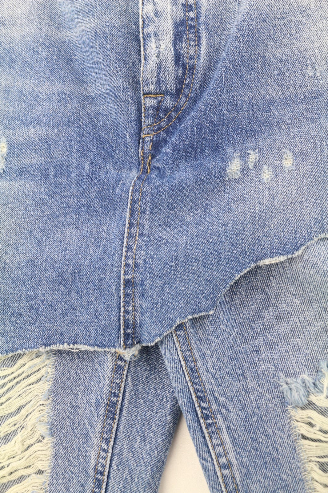 LIU JO Glam Straight Bic moteriški džinsai W28 laisvalaikio sijonas plėšytas dryžuotas mėlynas 