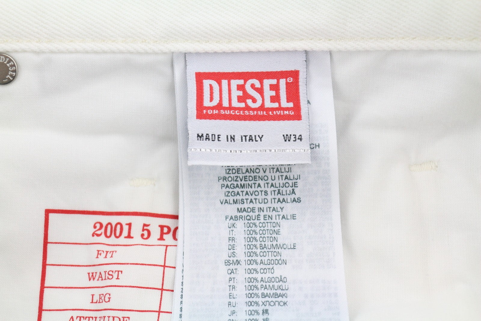 DIESEL 2001 D-Macro 09I73 vyriški džinsai, W34, laisvi, tiesaus kirpimo, su sagomis, rekomenduojama kaina – 375 € 