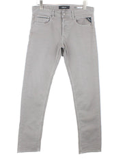 REPLAY Grover vyriški tiesaus kirpimo džinsai W30/L34 pilki raštuoti sagų užsegimo džinsai 