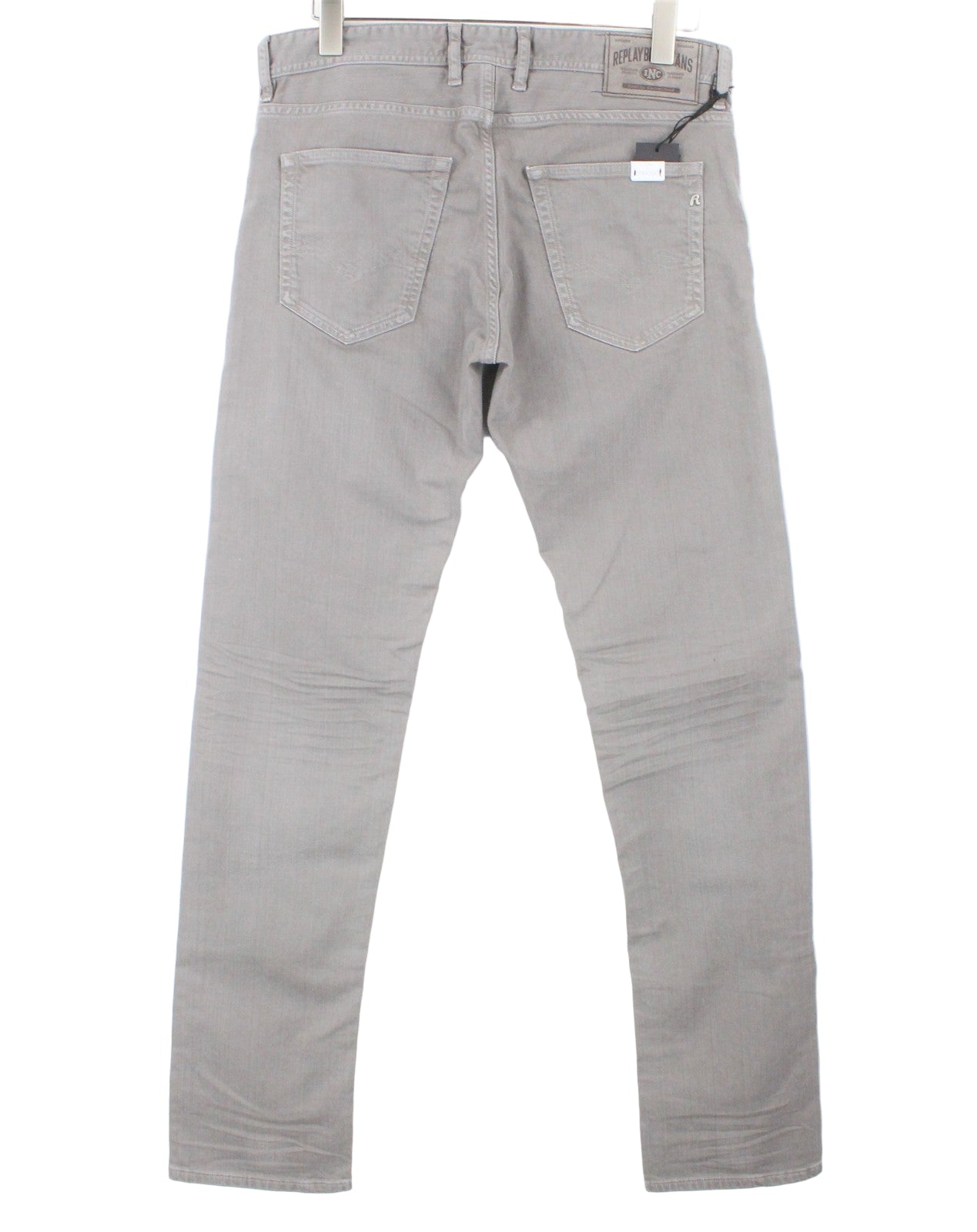 REPLAY Grover vyriški tiesaus kirpimo džinsai W30/L34 pilki raštuoti sagų užsegimo džinsai 