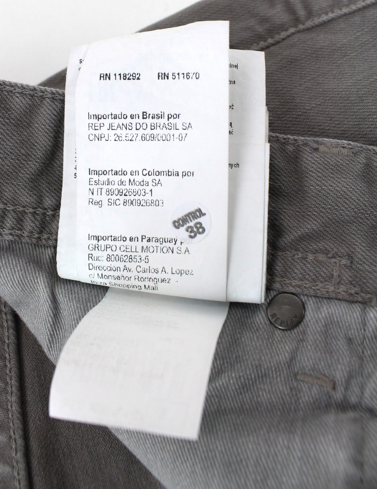 REPLAY Grover vyriški tiesaus kirpimo džinsai W30/L34 pilki raštuoti sagų užsegimo džinsai 