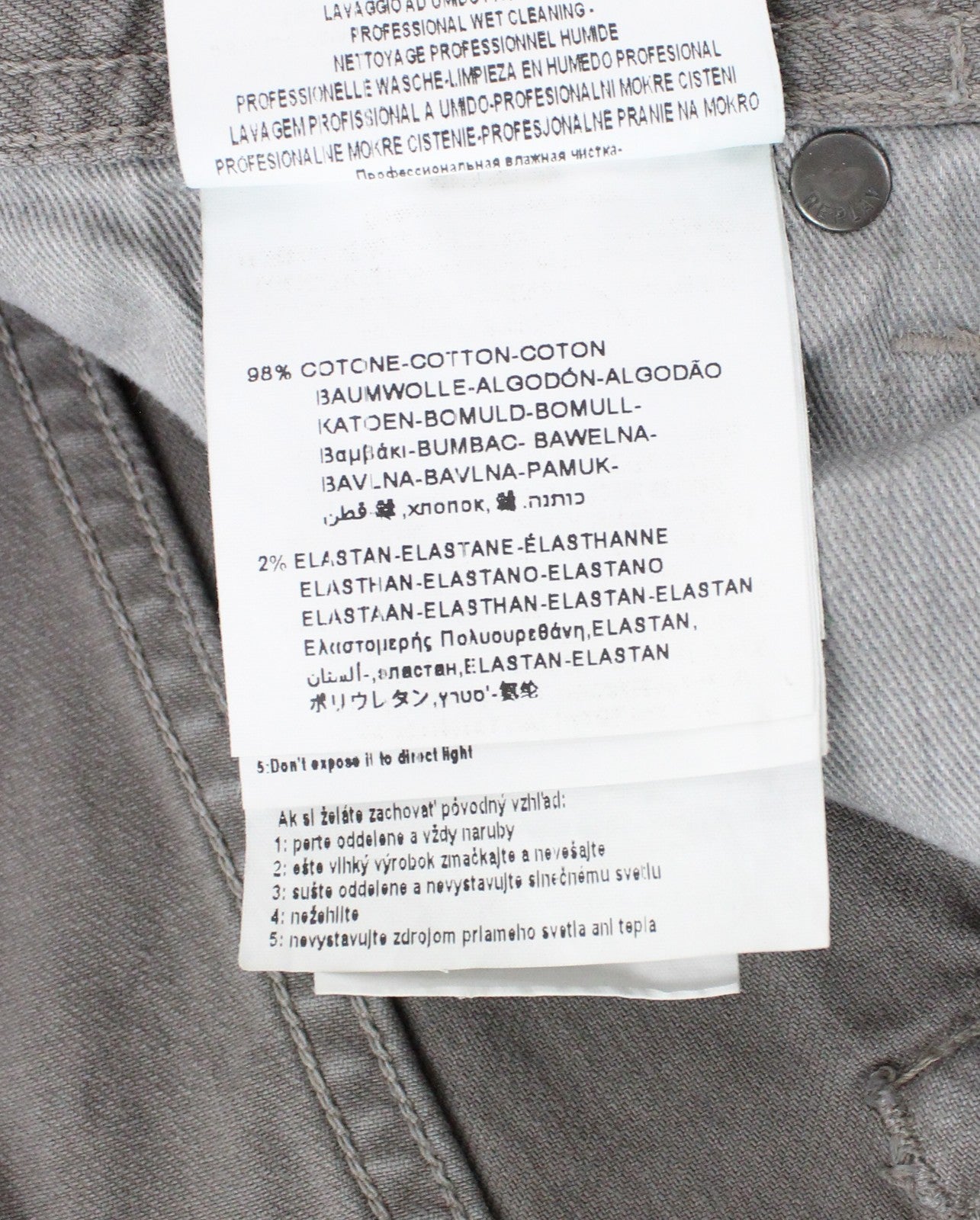 REPLAY Grover vyriški tiesaus kirpimo džinsai W30/L34 pilki raštuoti sagų užsegimo džinsai 