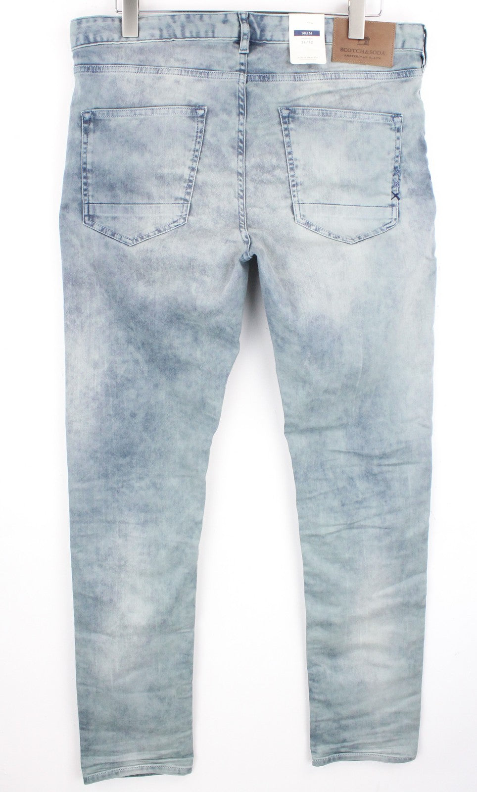 SCOTCH &amp; SODA Vyriški aptempti džinsai W34/L32 Šviesiai mėlyni, tamprūs, akmens spalvos, skalbti 