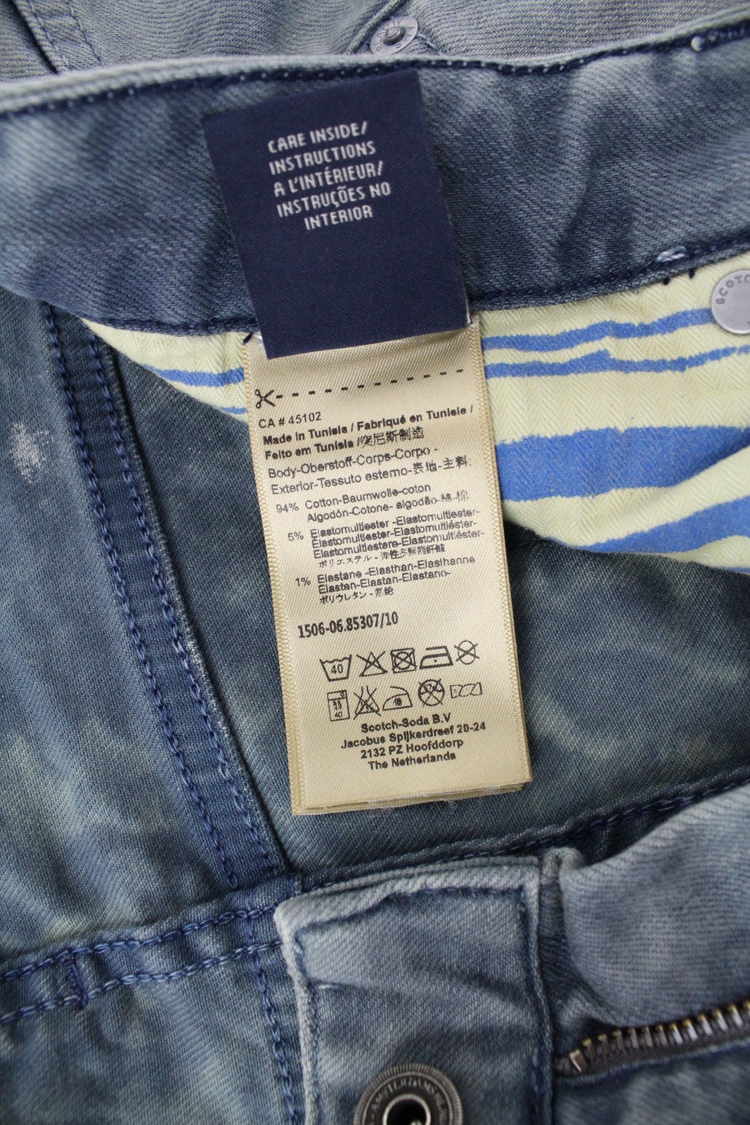 SCOTCH &amp; SODA Vyriški aptempti džinsai W34/L32 Šviesiai mėlyni, tamprūs, akmens spalvos, skalbti 