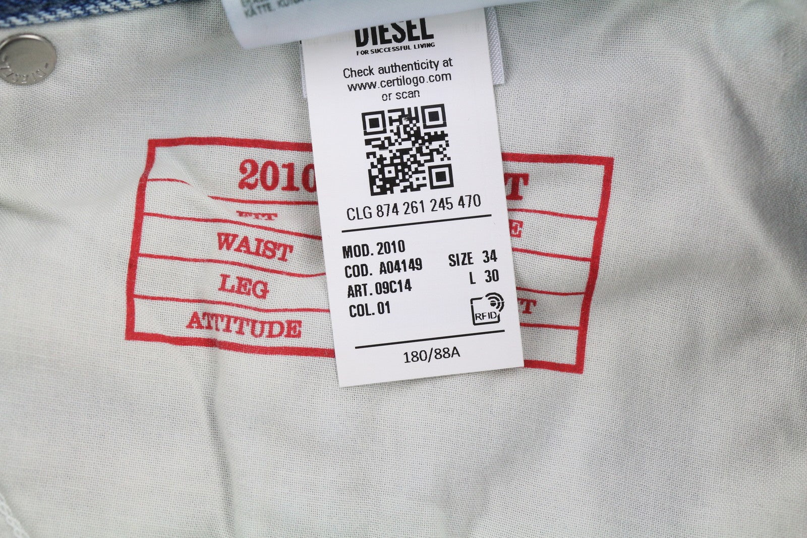 DIESEL 2010 D-MACS 09C14 vyriški džinsai W34/L30 laisvi tiesūs skalbtos mėlynos spalvos, RRP250