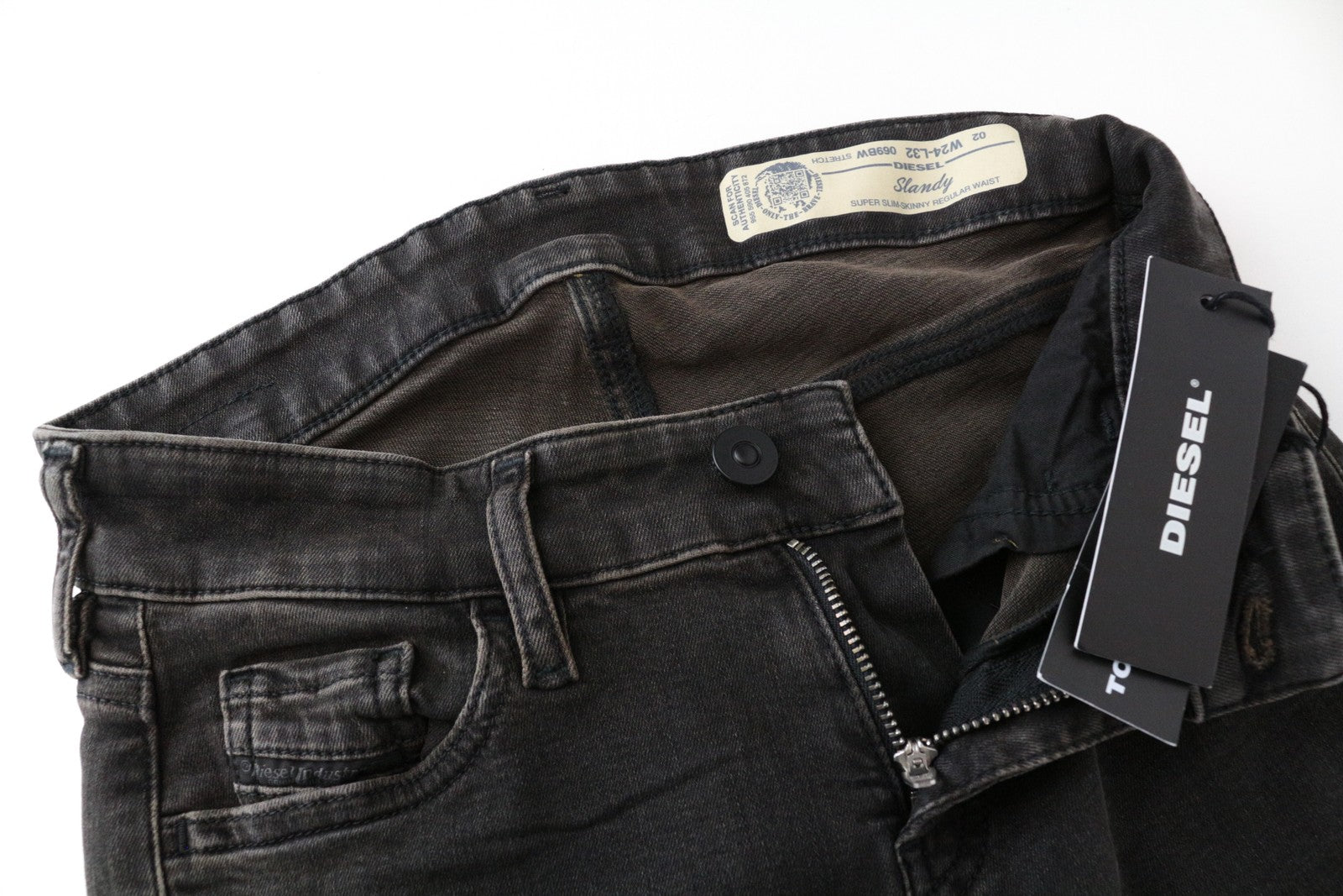 DIESEL Slandy 069BW W24/L32 pilki aptempti džinsai, ploni, tamprūs, moteriški