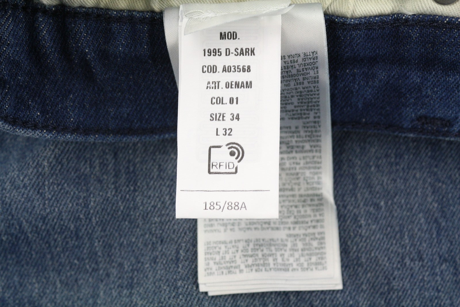 DIESEL 1995 D-Sark 0ENAM vyriški džinsai W34/L32 Slim tiesūs skalbtos mėlynos spalvos RRP175