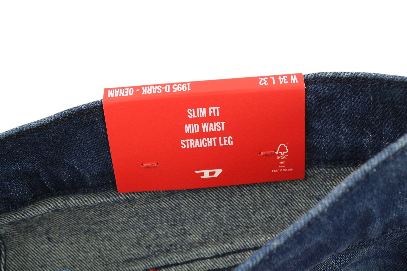 DIESEL 1995 D-Sark 0ENAM vyriški džinsai W34/L32 Slim tiesūs skalbtos mėlynos spalvos RRP175