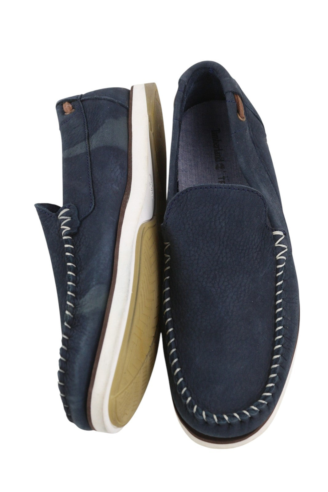 TIMBERLAND A2A8F vyriški batai, EU43, tamsiai mėlyni, odiniai, laiviniai, plokščiapadžiai, „True Cloud Comfort“ 