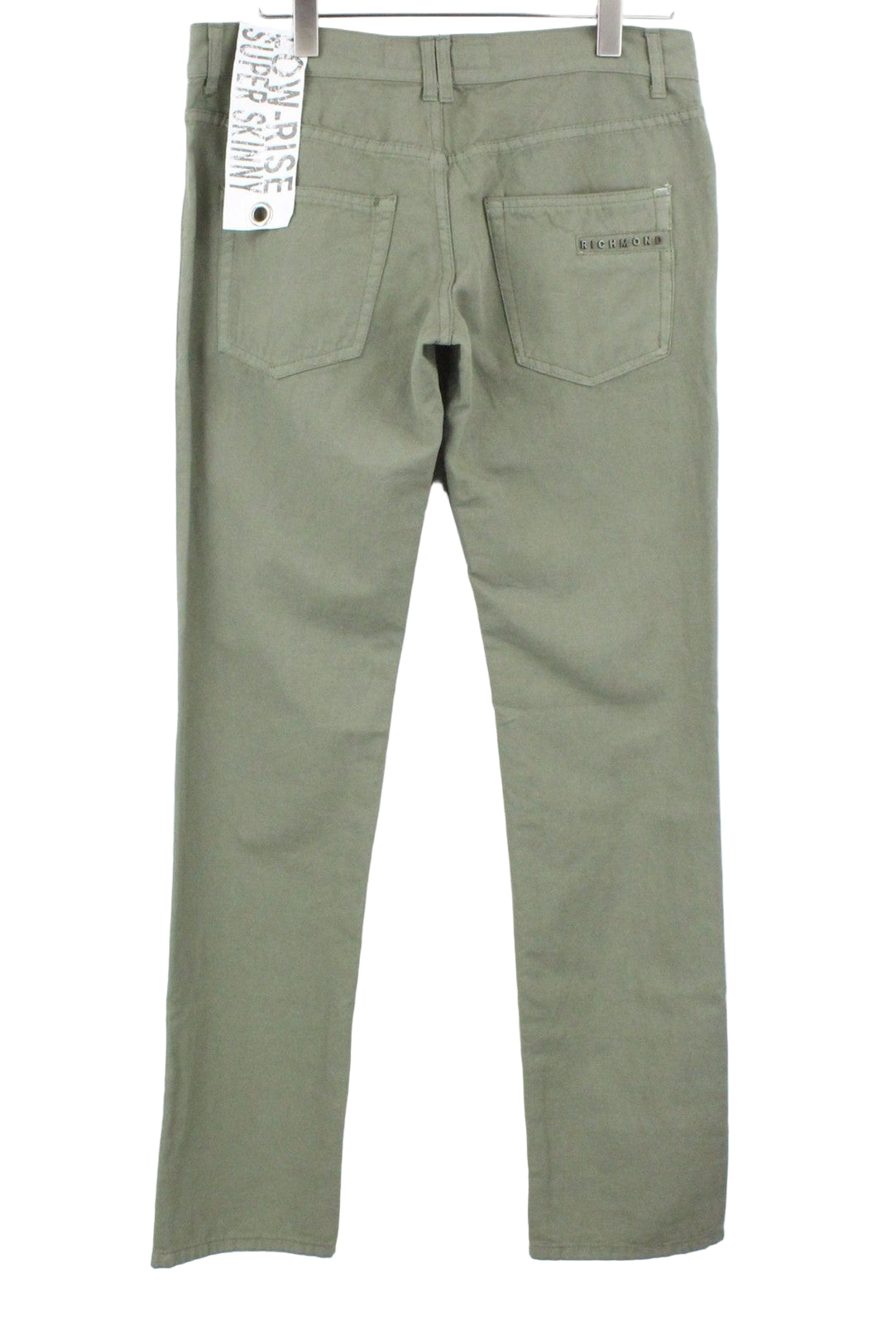 RICHMOND vyriški aptempti džinsai W32 chaki spalvos, lengvi, žemo juosmens, lino mišinio 