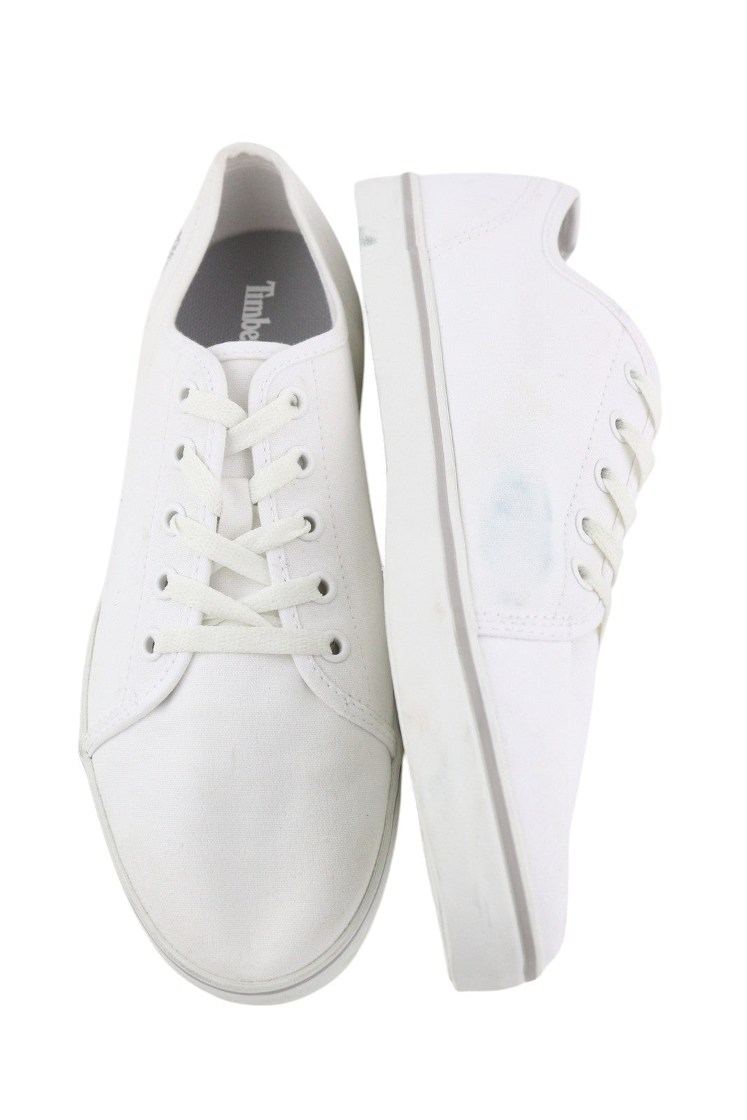 TIMBERLAND A2688 vyriški sportbačiai EU41/41.5 balti žemapadžiai sportbačiai su raišteliais ir migdolų nosimis 