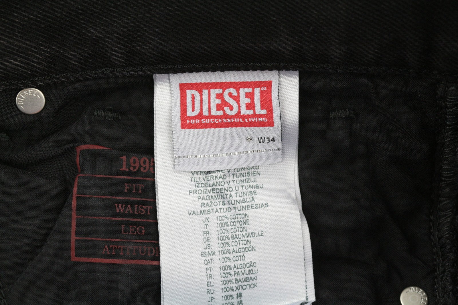 DIESEL 1995 D-Sark 09B88 vyriški džinsai W34/L32 ploni tiesūs džinsai, juodi, rekomenduojama kaina – 185 € 