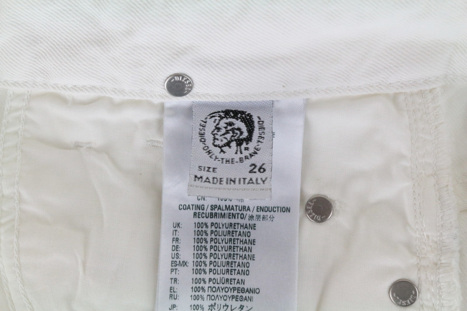 DIESEL D-RIFTY-SP2 069GY moteriškos aptemptos džinsinės kelnės W26/L32 baltos, vaškuotos, aptemptos 