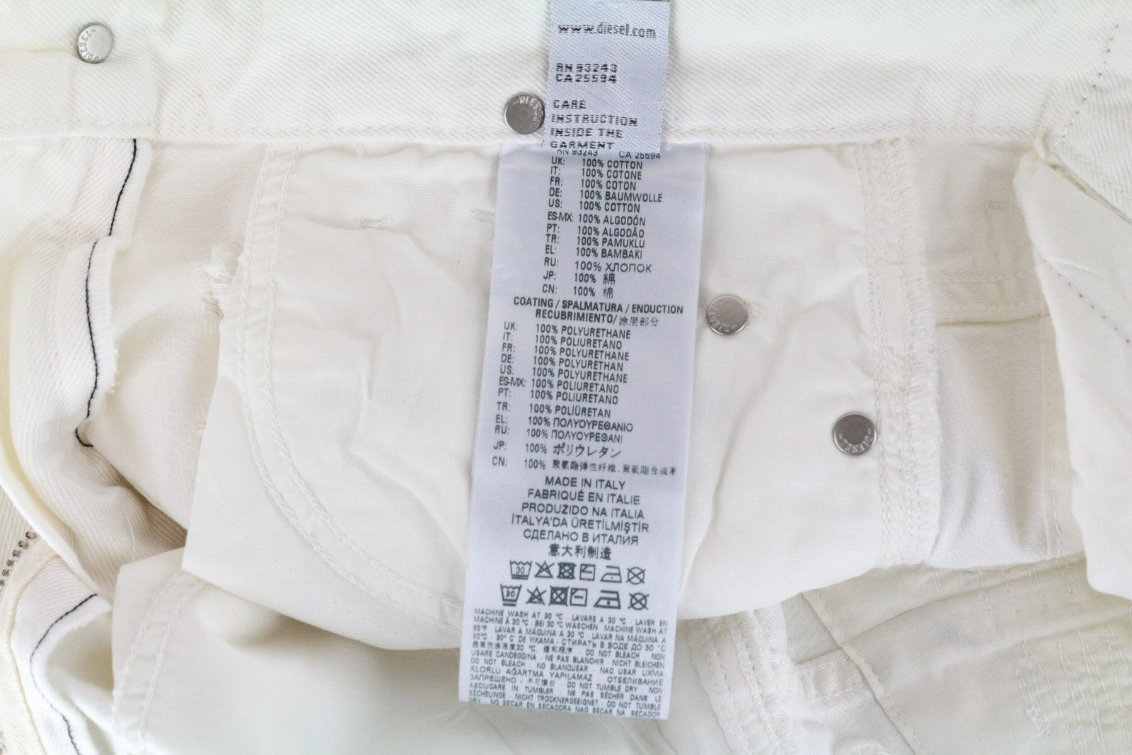 DIESEL D-RIFTY-SP2 069GY moteriškos aptemptos džinsinės kelnės W26/L32 baltos, vaškuotos, aptemptos 