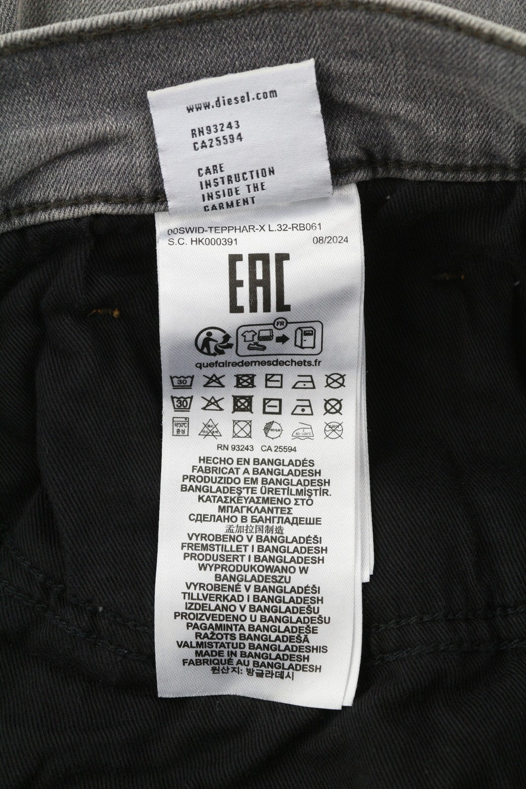 DIESEL Tepphar RB061 vyriški džinsai W36/L32 Slim su sagomis, išblukusi pilka kaina – 175 € 