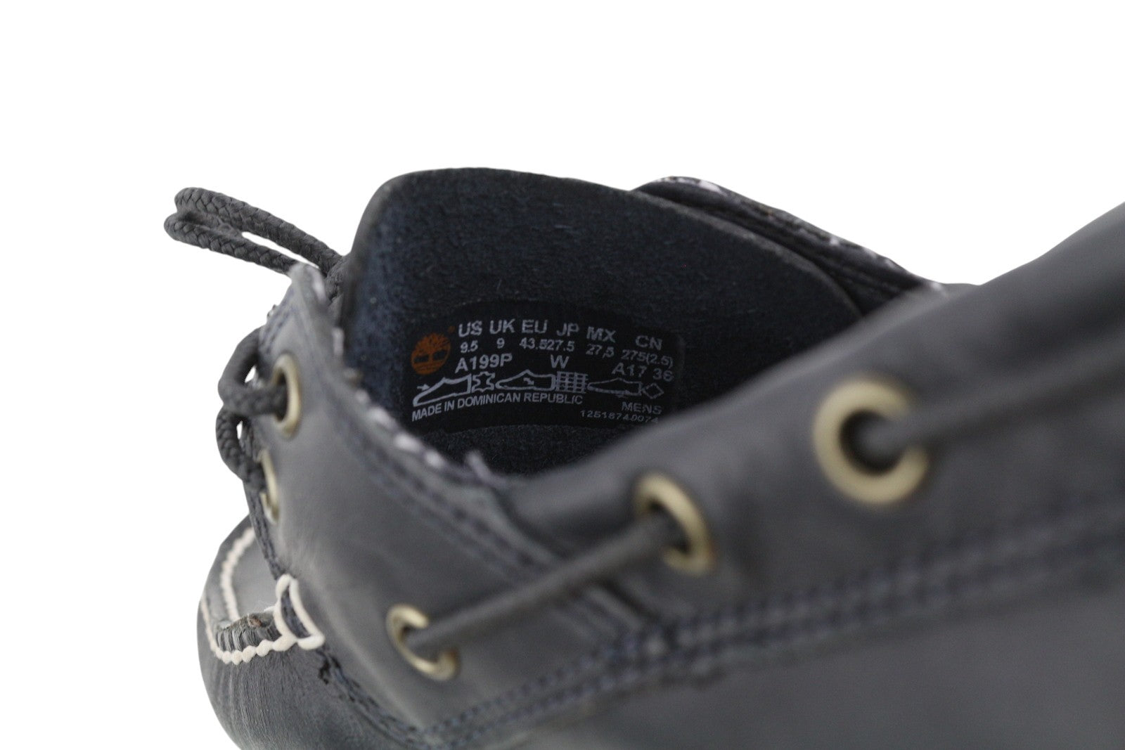 TIMBERLAND A199P vyriški batai EU43.5/44.5 juodi odiniai laivelio formos suvarstomi „Ortholite“ 