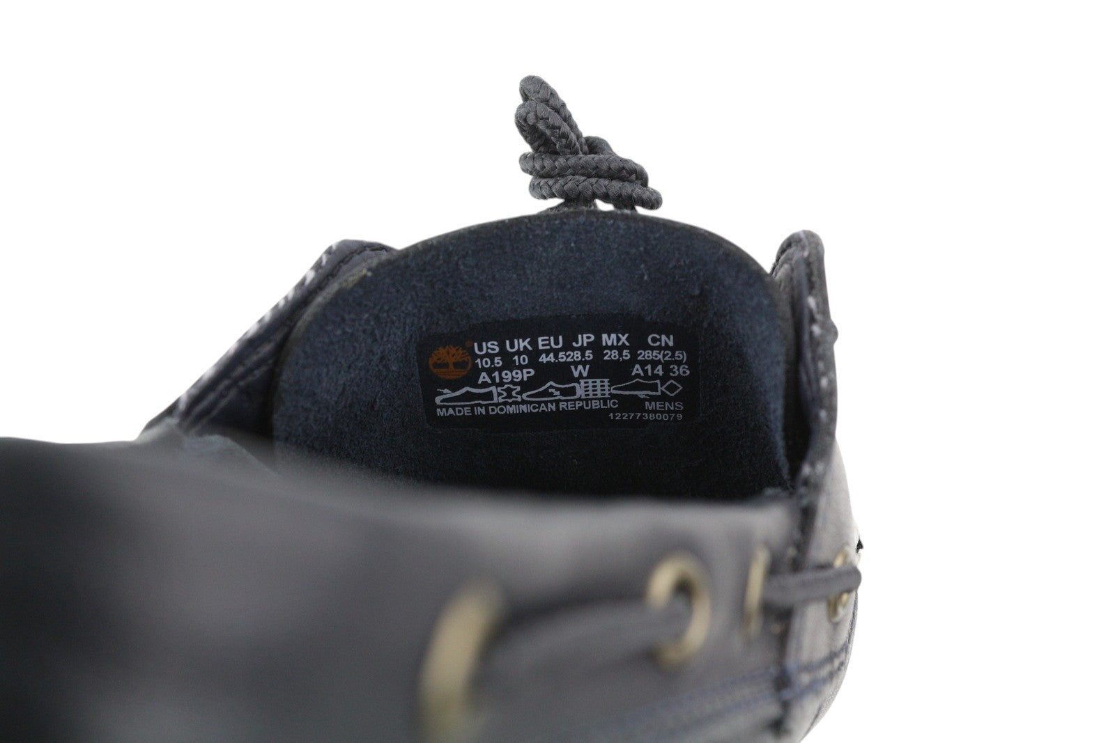 TIMBERLAND A199P vyriški batai EU43.5/44.5 juodi odiniai laivelio formos suvarstomi „Ortholite“ 