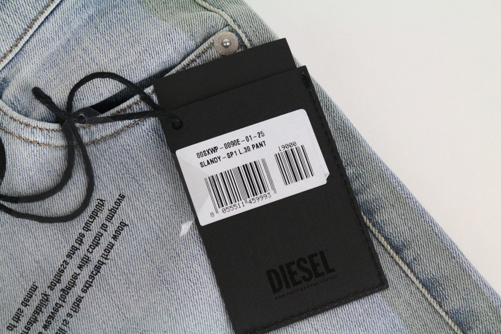 DIESEL Slandy-SP1 0090E moteriški aptempti džinsai W25/L30 itin ploni, tamprūs, mėlyni 