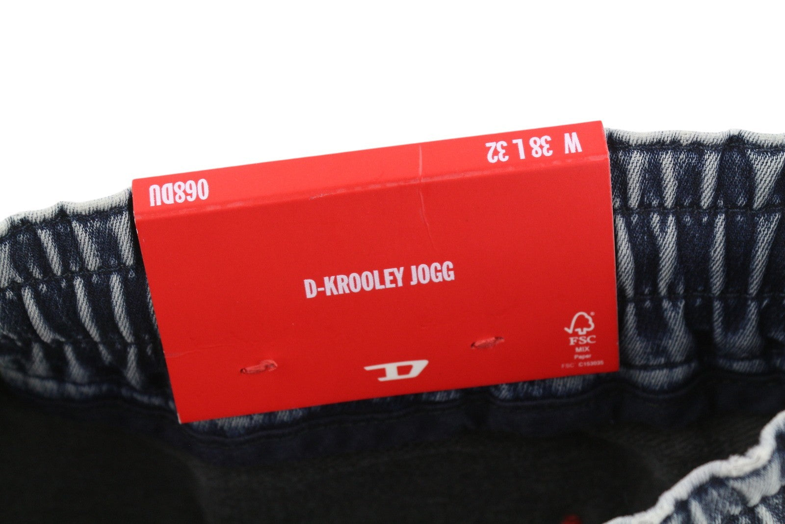 DIESEL D-Krooley Jogg 068DU vyriški džinsai W38/L32 su raišteliu juosmenyje, mėlyni, RRP295