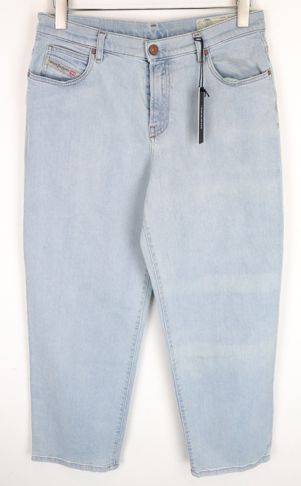 DIESEL Niclah 084RR moteriškos tiesios džinsinės kelnės W29/L32 aukštu juosmeniu, tamprios, mėlynos spalvos 