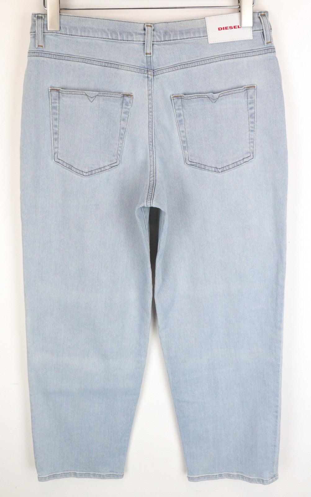 DIESEL Niclah 084RR moteriškos tiesios džinsinės kelnės W29/L32 aukštu juosmeniu, tamprios, mėlynos spalvos 