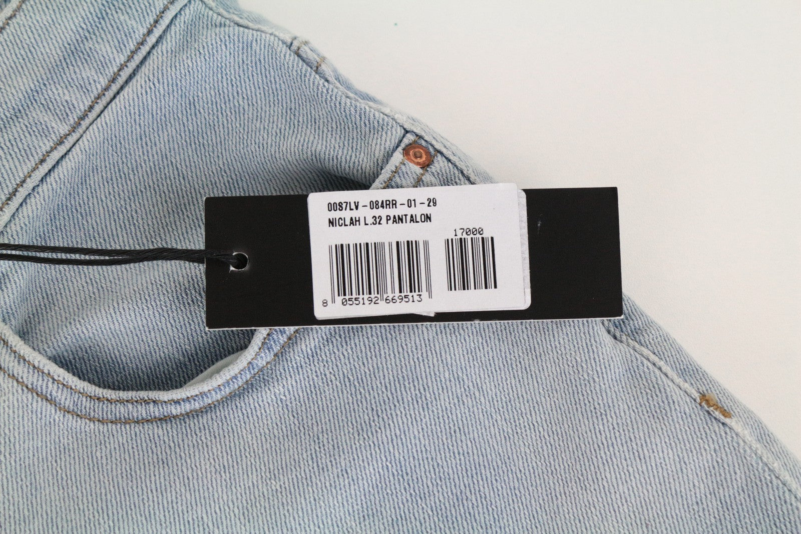 DIESEL Niclah 084RR moteriškos tiesios džinsinės kelnės W29/L32 aukštu juosmeniu, tamprios, mėlynos spalvos 