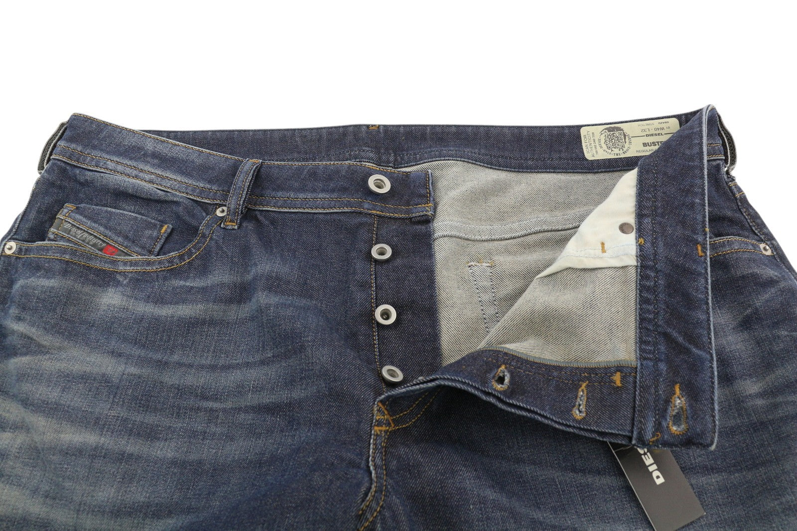 DIESEL Buster 084ZU vyriški džinsai W40/L32 Regular Slim Tapered Fit tamprūs mėlyni 