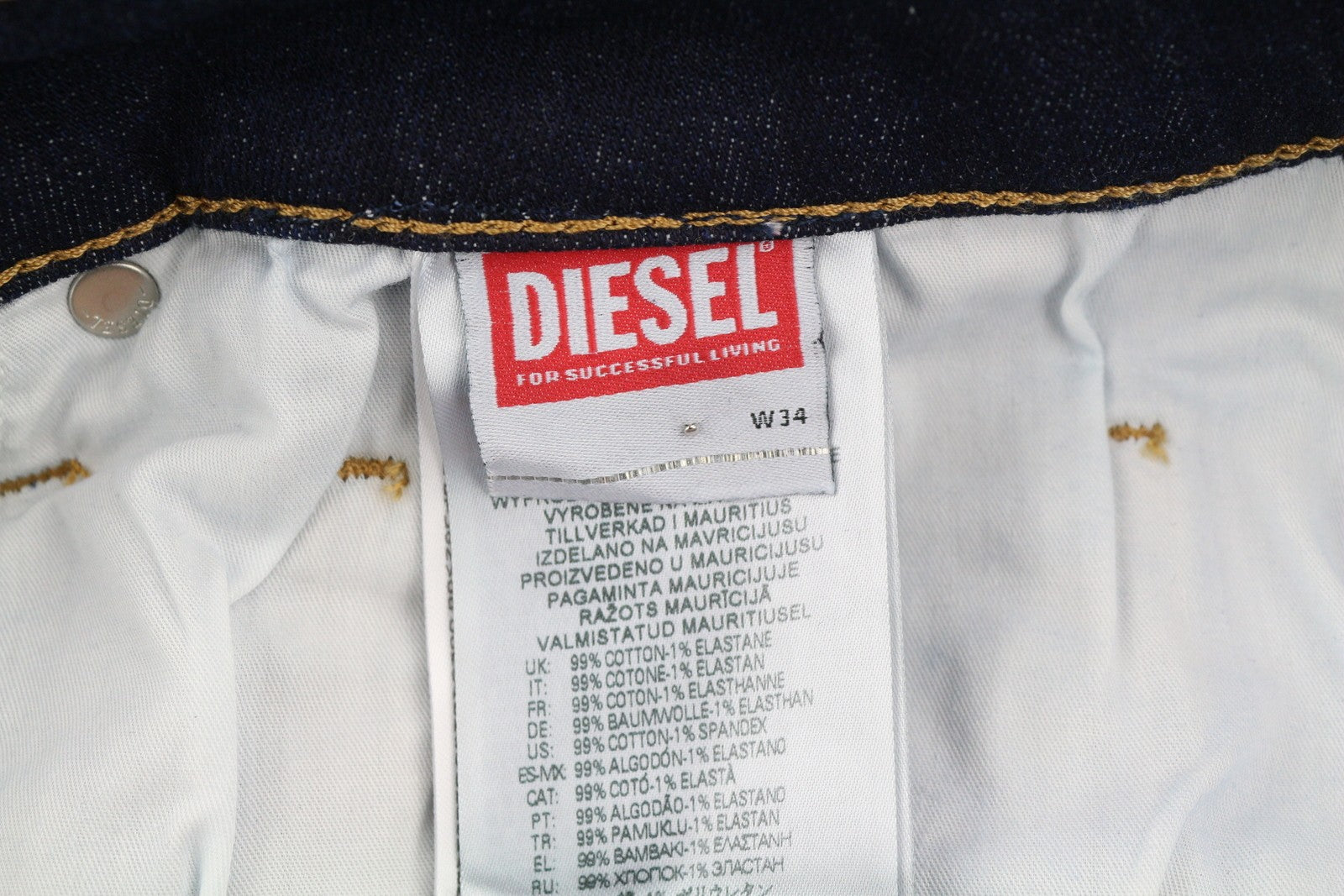 DIESEL D-Mihtry 0IHAQ vyriški džinsai W34/L30 įprasto kirpimo, tiesios kojos, skalbtos mėlynos spalvos 