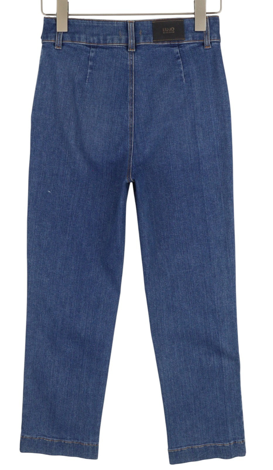 LIU JO Chino Rib moteriški džinsai W28 Regular Fit Denim su skalbta mėlyna užtrauktuku ir logotipu 