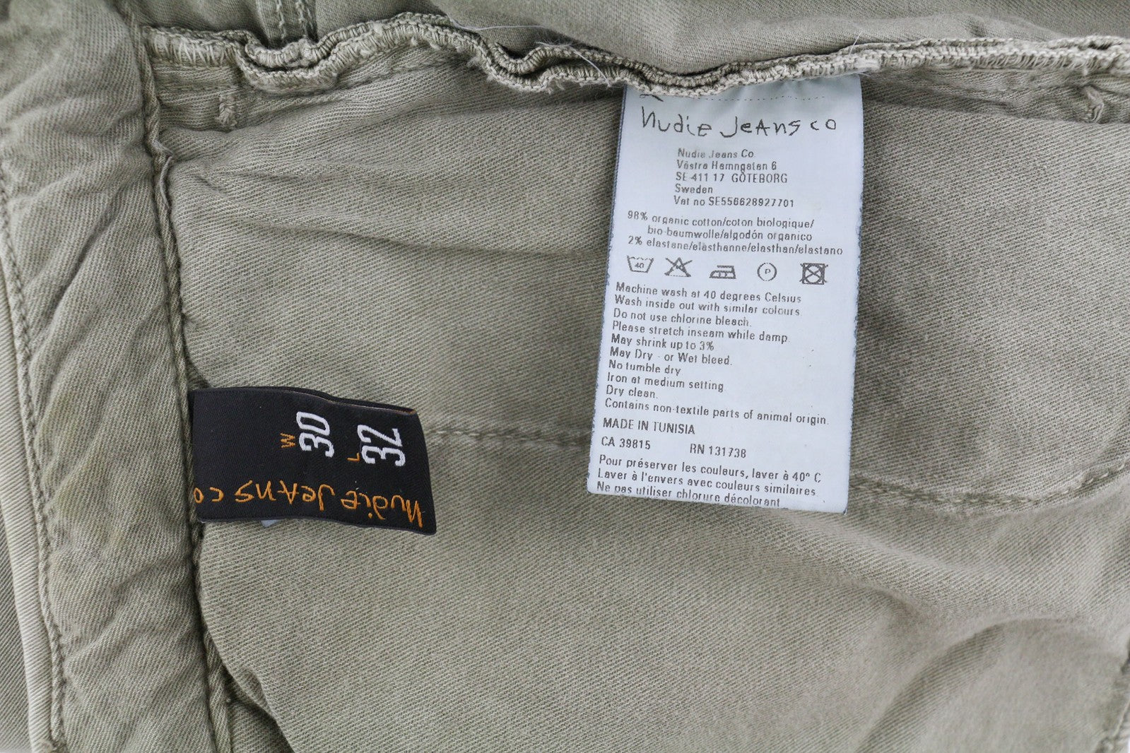 NUDIE JEANS Khaki Tight Men Jeans W30/L32 Organic Dusty Skinny Zipper Light Logo