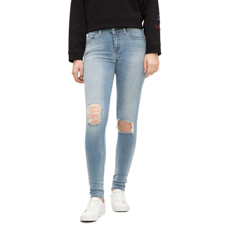 DIESEL Slandy 084MT moteriškos aptemptos džinsinės kelnės W26/L32, dirbtinai aptemptos, mėlynos 