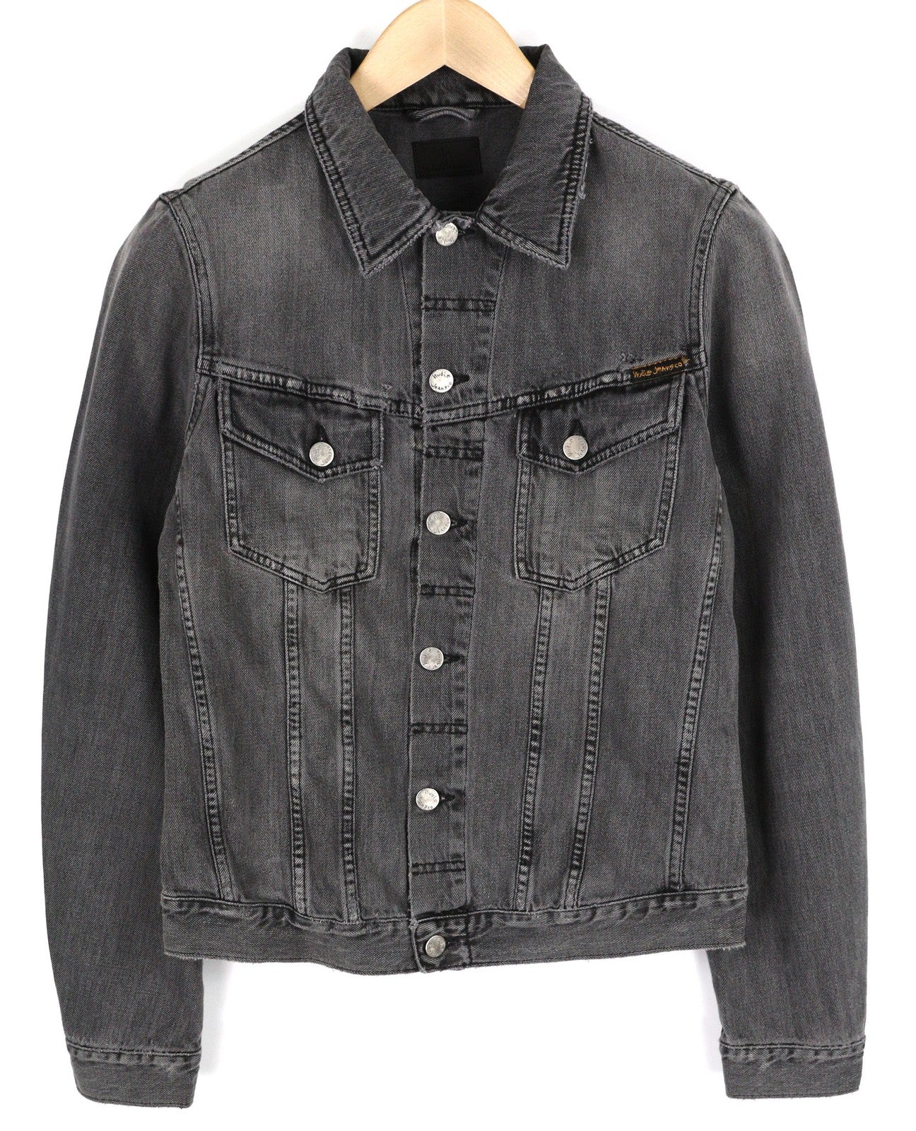 NUDIE Billy vyriška striukė S Desolation Grey Collar Button sleeve Jeans Mid 