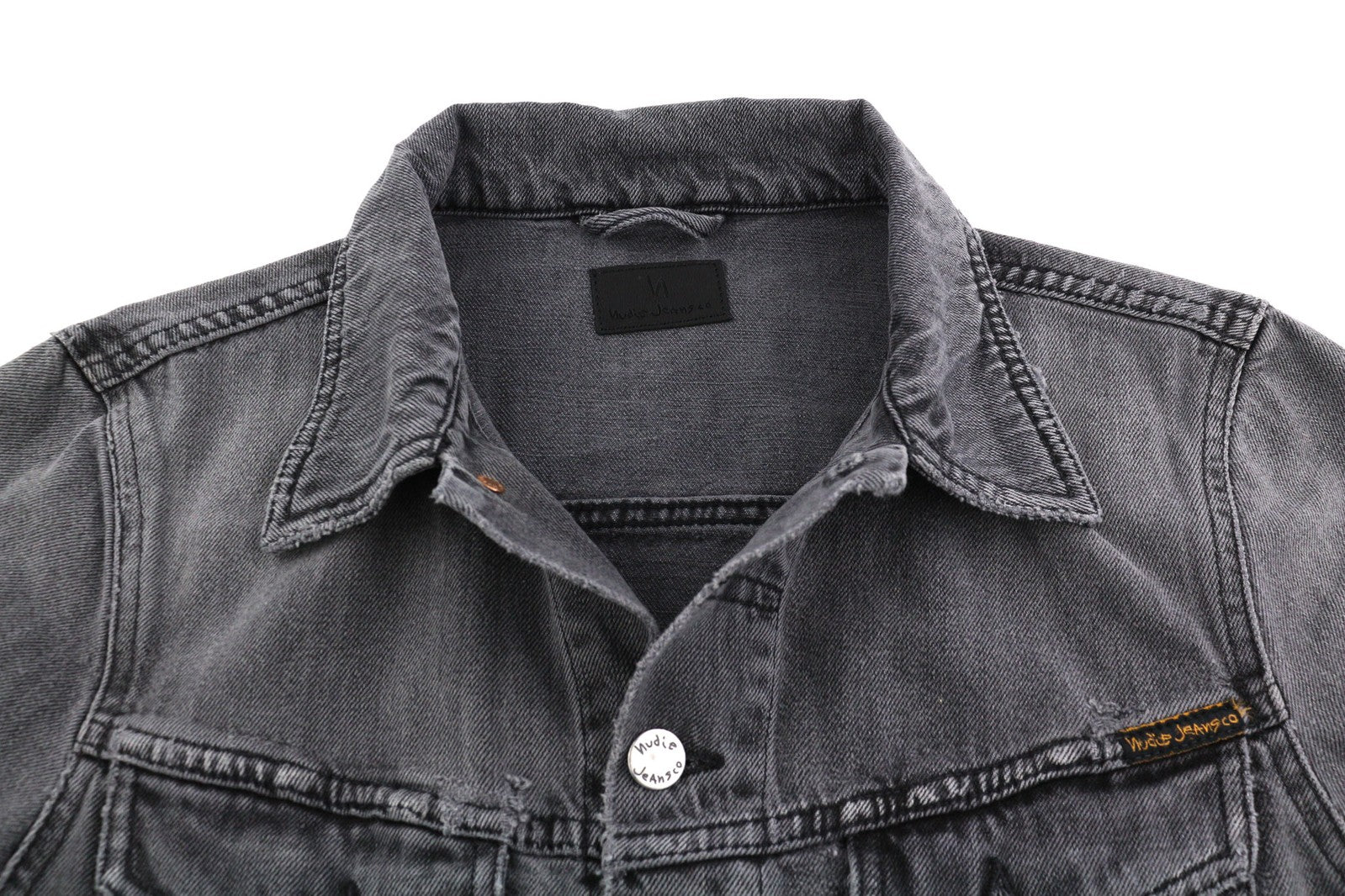 NUDIE Billy vyriška striukė S Desolation Grey Collar Button sleeve Jeans Mid 