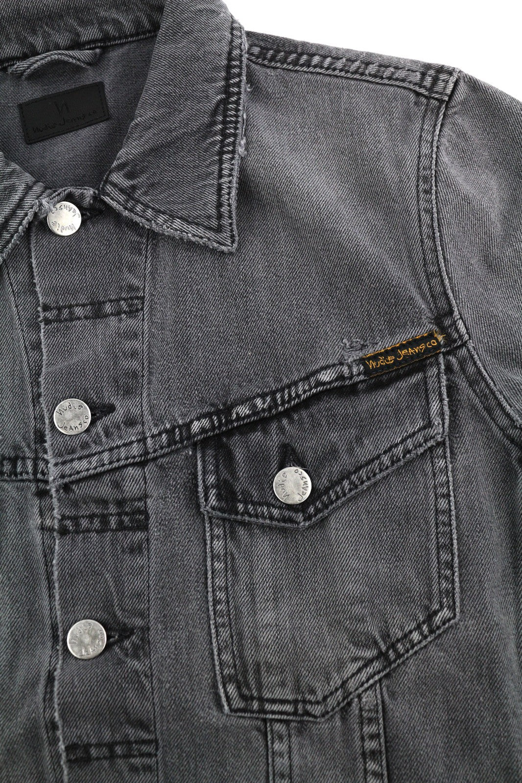 NUDIE Billy vyriška striukė S Desolation Grey Collar Button sleeve Jeans Mid 