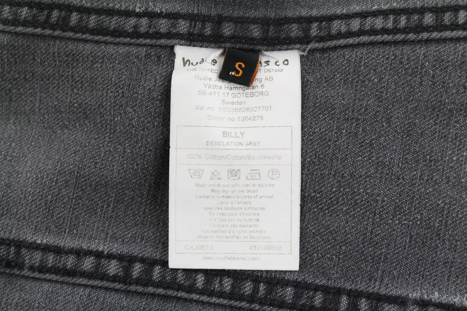 NUDIE Billy vyriška striukė S Desolation Grey Collar Button sleeve Jeans Mid 