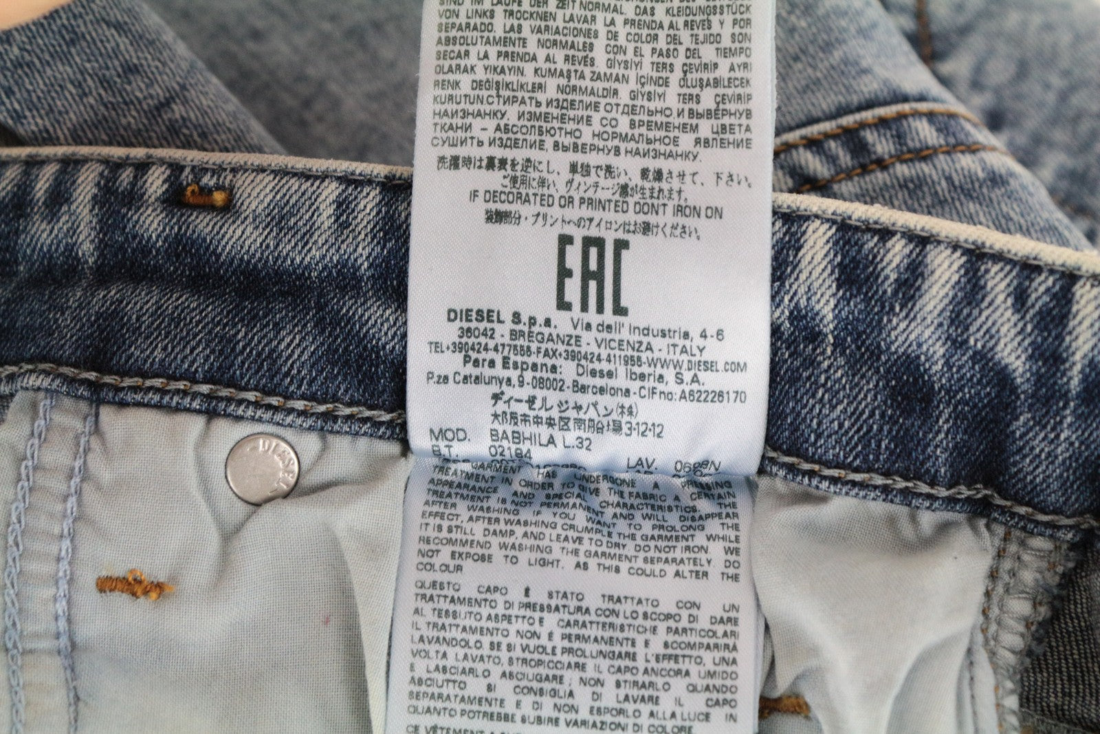 DIESEL Babhila 069BN moteriški aptempti džinsai W29/L32 mėlyni, ploni, tamprūs džinsai su sagomis 