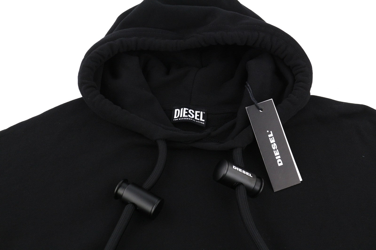 DIESEL S-Balirib vyriškas džemperis su gobtuvu, juodas, su kengūros kišene ir ilgomis rankovėmis, RRP175