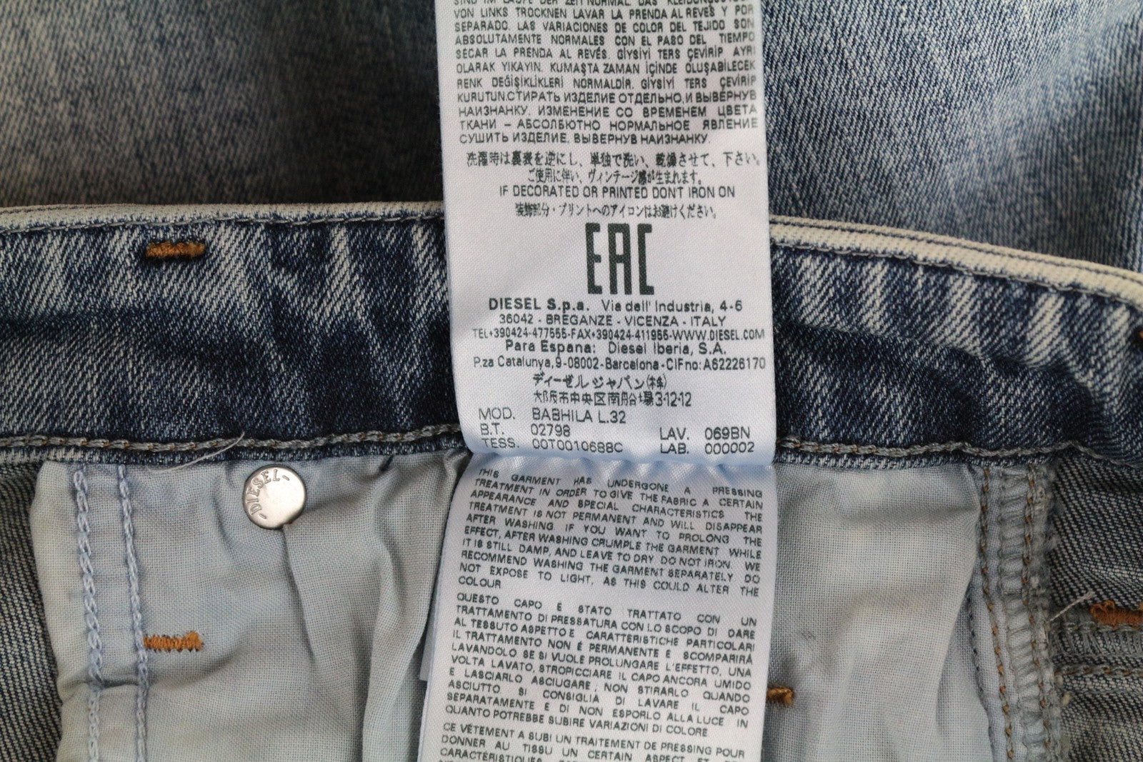 DIESEL Babhila 069BN moteriški aptempti džinsai W30/L32 mėlyni, ploni, tamprūs su sagomis