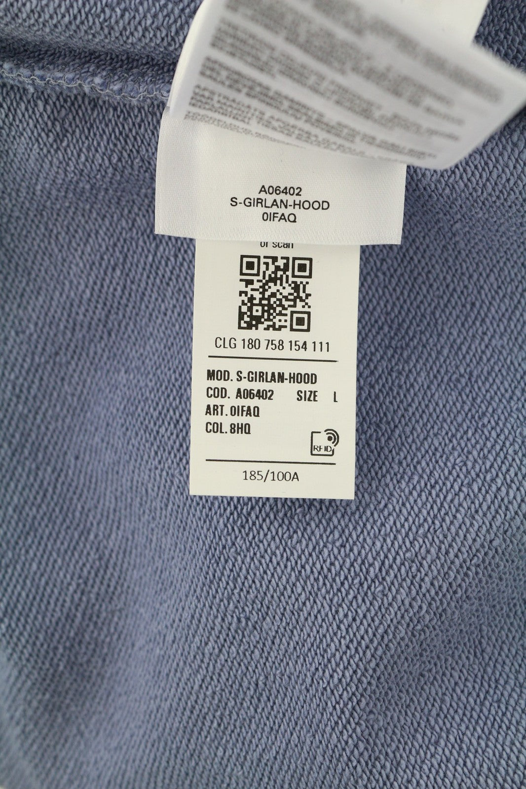 DIESEL S-Girlan-Hood vyriškas džemperis su gobtuvu L dydžio, mėlynas, megztinis su kengūros kišene ir gobtuvu. 