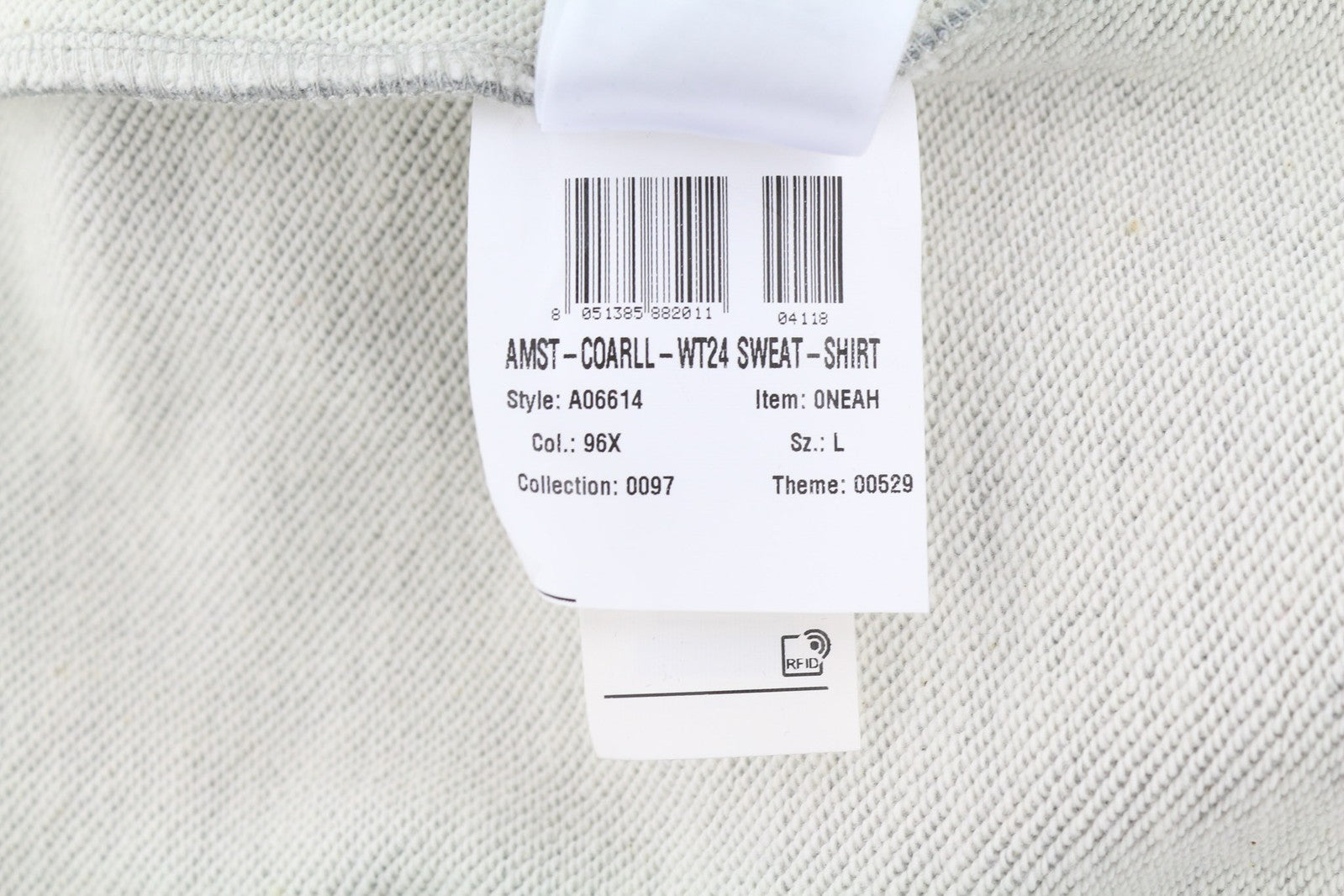 DIESEL AMST-Coarll-WT24 vyriškas džemperis su gobtuvu, L dydžio, pilkas melanžas, sportinis, 55DSL, su užtrauktuku apačioje. 