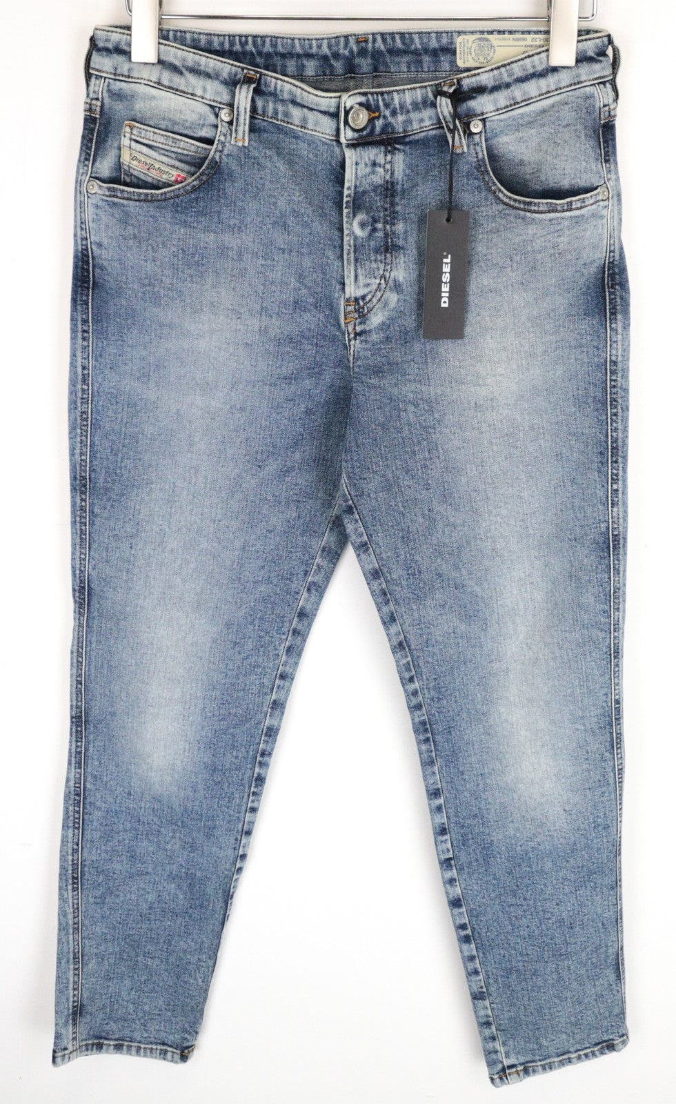 DIESEL Babhila 069BN moteriški aptempti džinsai W30/L32 išblukintos mėlynos spalvos ploni tamprūs džinsai su sagomis 