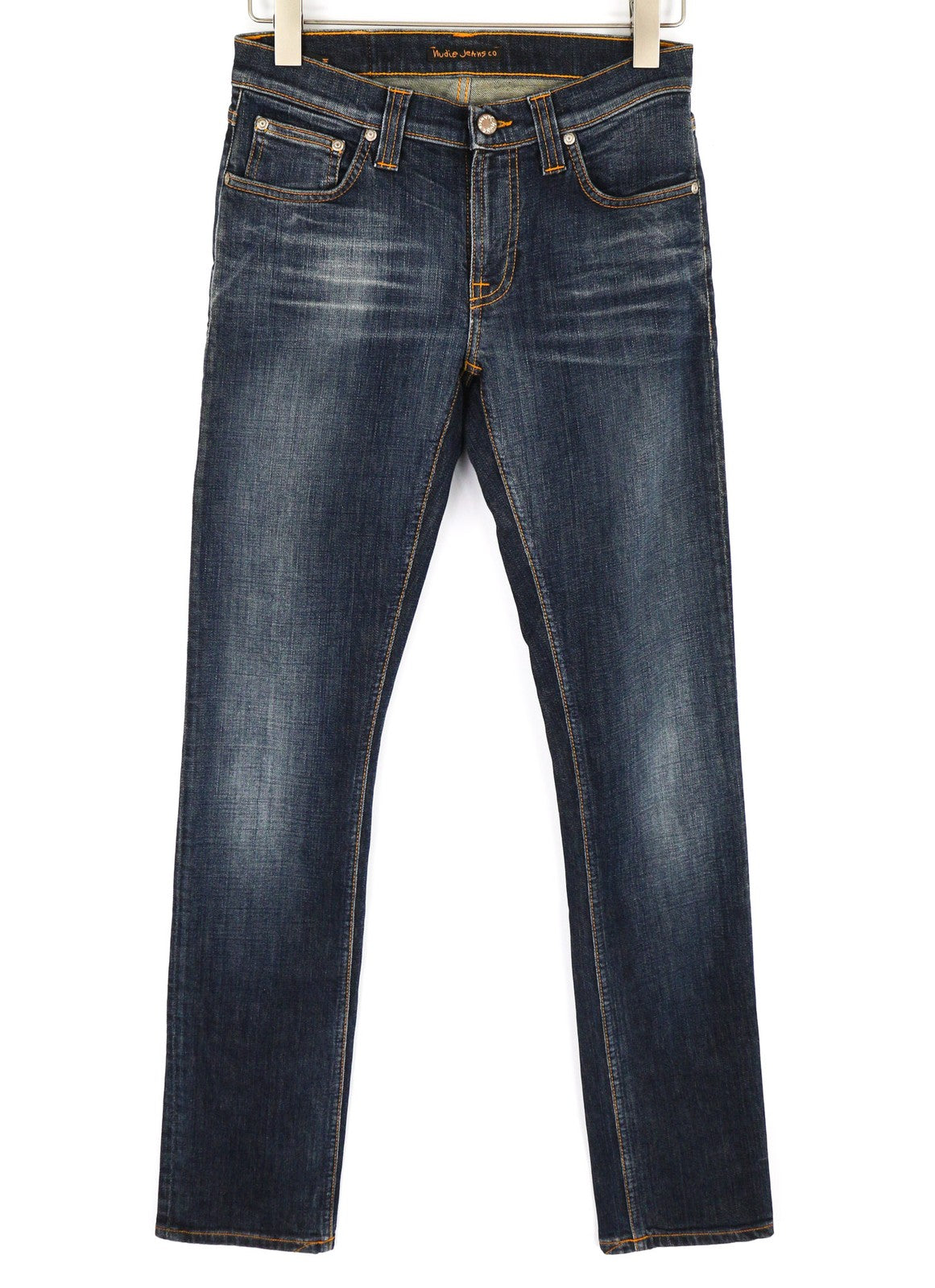 NUDIE Tube Kelly Men Jeans W28/L34 Midnight Blue Washed Zip Fly Slim Fit Dark